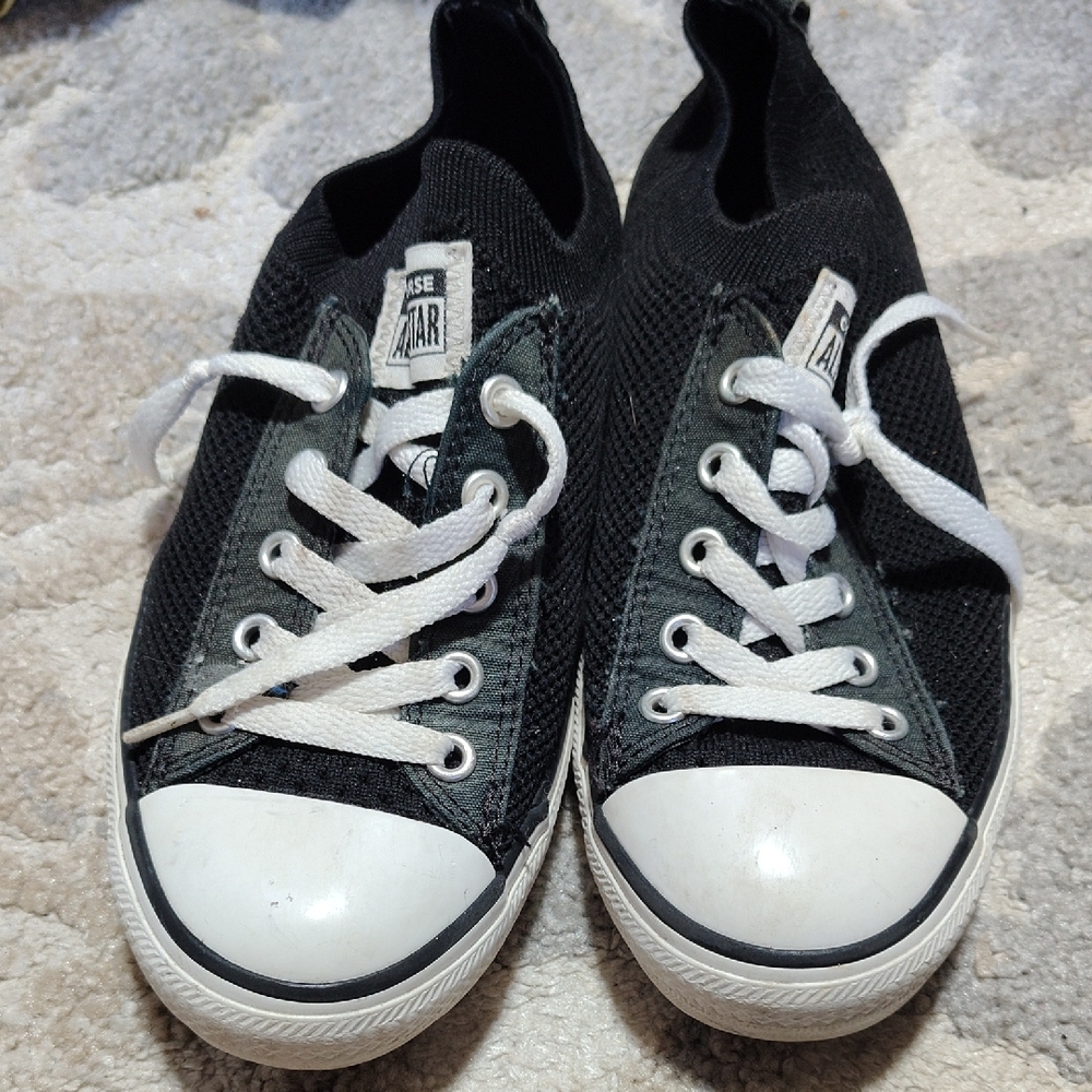 Converse Chuck Taylor All Star Shoreline Knit Black White Kids Junior Size 3